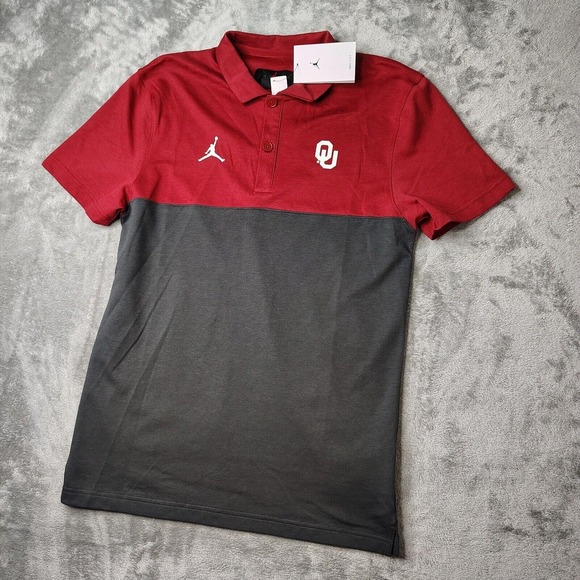 Oklahoma Sooners Nike Jordan Polo Mens Small Gray Red Dri-Fit Golf Performance‎